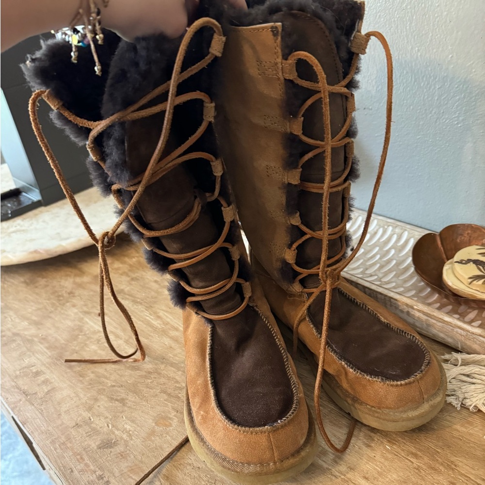 Tall lace up Uggs